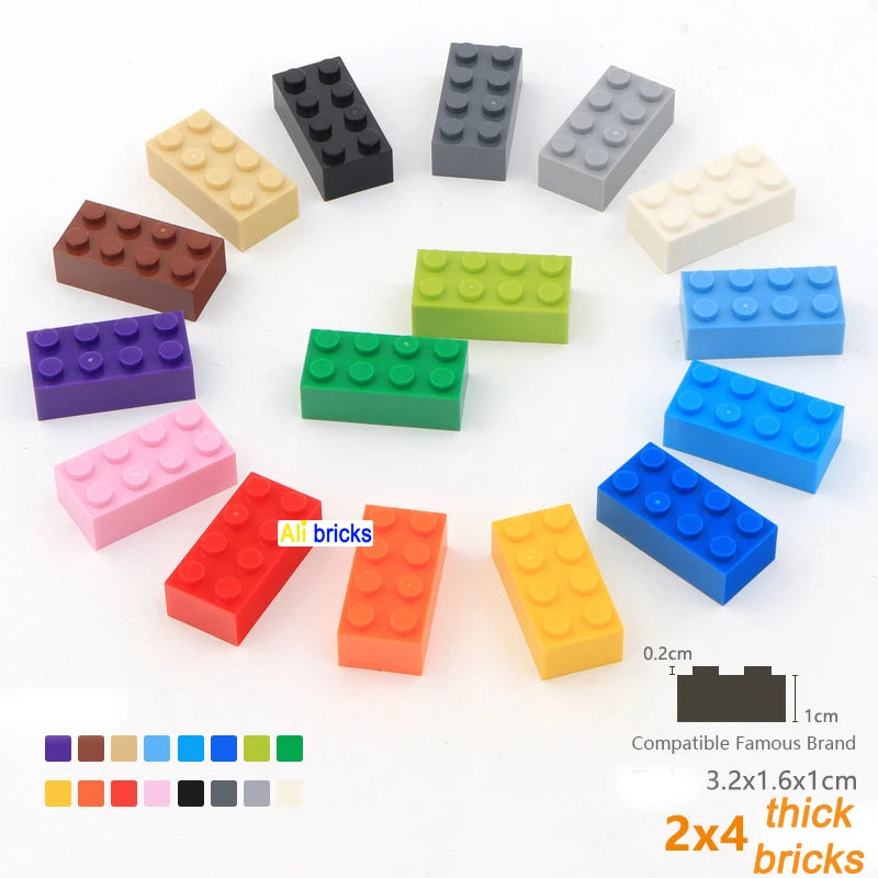 80pcs Bulk Building Blocks Thick Figures Bricks 2x4 Dots Educational Creative Size Compatible With 3001 Plastic Toy for Children