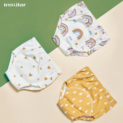 3PCS BABY COTTON TRAINING PANTS 6-LAYER WATERPROOF REUSABLE CLOTH DIAPERS FOR TODDLERS
