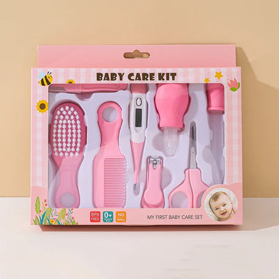 8/20pcs Baby Care EVA Bag Eight-piece Set Baby Nasal Aspirator Nail Scissors Cartoon Set Daily Cleaning Supplies Care Bag