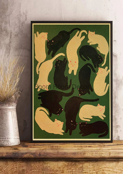 Fun And Cute Lover Cat Paper Poster Graffiti Picture Retro Personality Paper Wall Sticker Retro Bar Cafe Home Room Gift Decor
