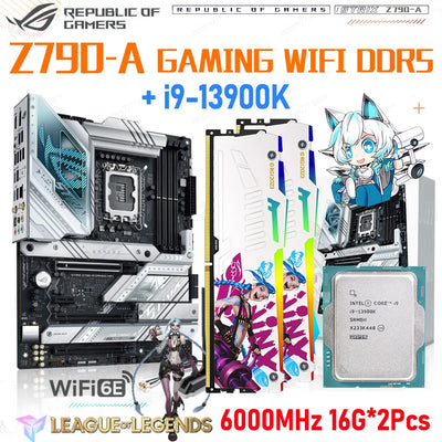 ASUS ROG STRIX Z790 A GAMING WIFI White Motherboard DDR5 LGA 1700 Kit i9 13900K With Renegade 6000MHz 32GB Memory Set PC DIY New