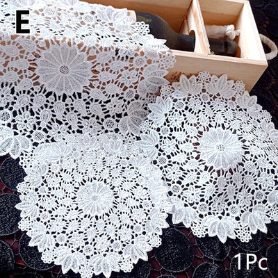 1PC White Round Lace Embroidery Placemat Table Cloth Coffee Coasters Napkin Kitchen Table Lace Crochet Tea Coffee Pads Mats