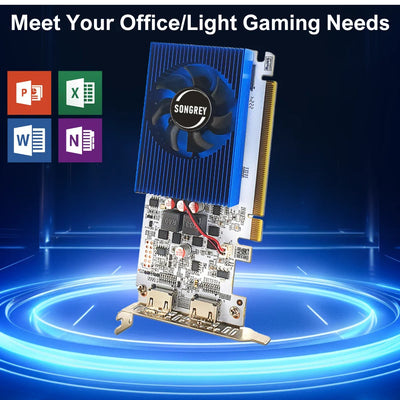 SONGREY GT730 4GB DDR3 2HDMI Graphics Card 2 Monitor Display  PCI-E2.0 16X ,Computer GPU, Low Profile GPU, 2Year Warranty