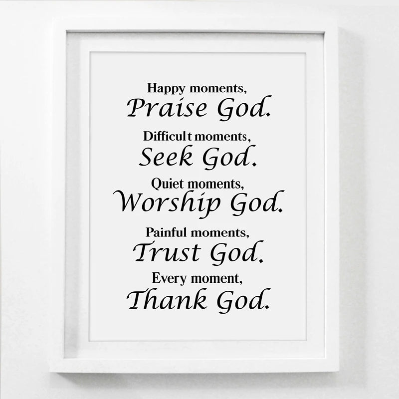 Every Moment Thank God Bible Verse Canvas Painting Posters Prints Wall Art Pictures Christian Religious Living Room Home Decor