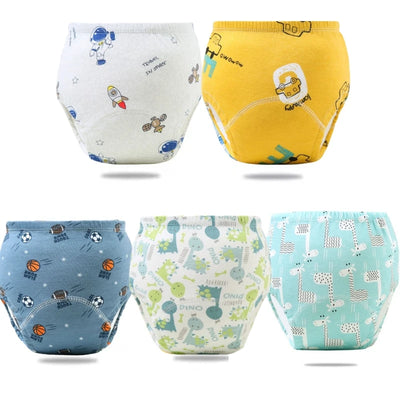 5PC Baby Diaper Potty Training Pants Waterproof Washable Cotton Cleanliness Learning Panties Breathable Cloth