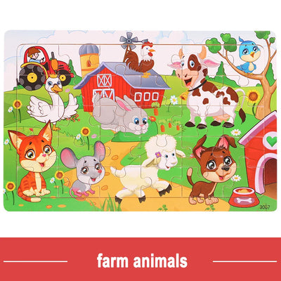 Wooden Jigsaw 3d Puzzle Kids Cartoon Animal Vehicle Puzzles Game Baby Early Learning Educational Toys parenting skill