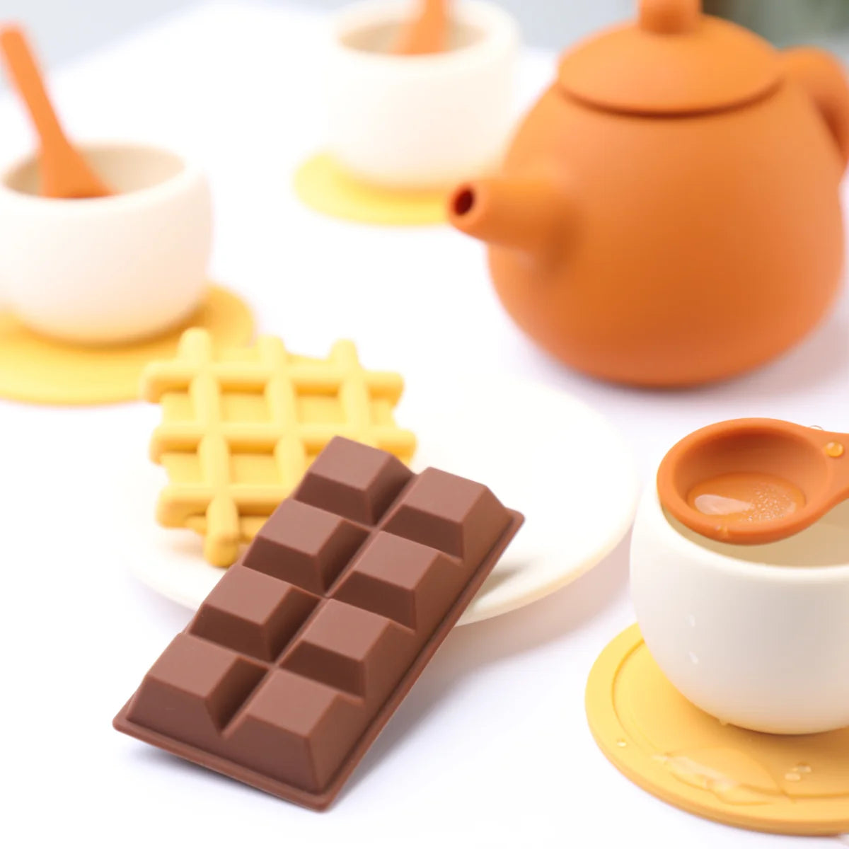 Silicone Afternoon Tea Set  and Doctor Toys Pretend Play Role Play Game Early Educational Toy for Toddlers Girls Boys Kids Gift