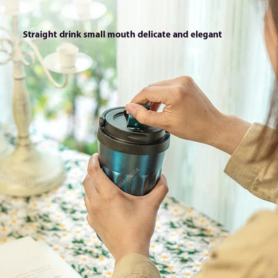 Tyeso Vintage Coffee Mug Portable 304 Stainless Steel Insulated Travel Cup Convenient Handheld Thermos for On-the-Go Use