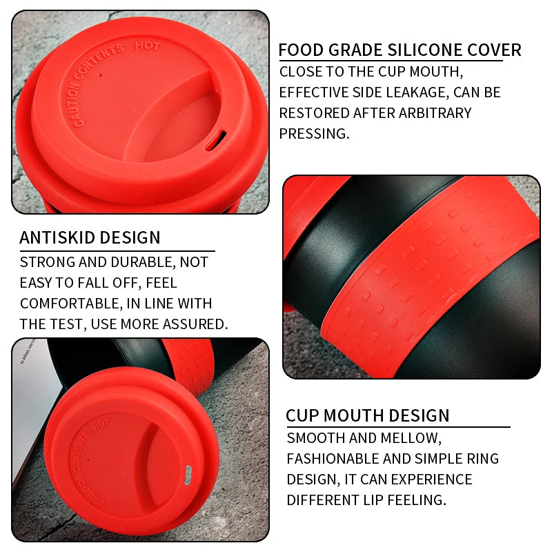 Reusable Water Cup Heat Insulated Outdoor Travel Travel Mug 400ml Hotel Cup With Silicone Lid Drinkware Portable Tea Coffee Cup