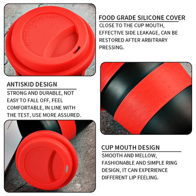 Reusable Water Cup Heat Insulated Outdoor Travel Travel Mug 400ml Hotel Cup With Silicone Lid Drinkware Portable Tea Coffee Cup