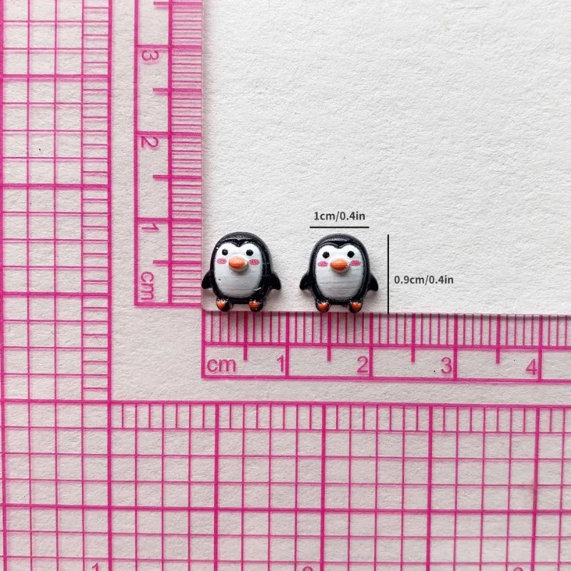 50pcs Cute 9mm Resin Mini Penguin Series Flat Back Stone Figurines DIY Wedding Scrapbook Manicure Accessories