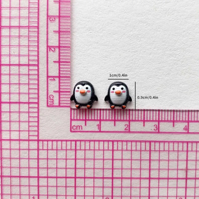 50pcs Cute 9mm Resin Mini Penguin Series Flat Back Stone Figurines DIY Wedding Scrapbook Manicure Accessories