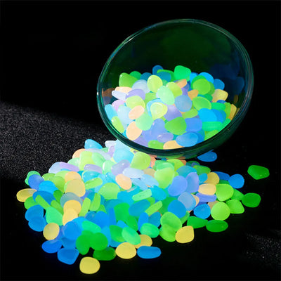 100PCS Solar Luminous Stone Fish Tank Pebble Multifunction Glow In The Dark Pebble Glowing Stone Rock Reusable Garden Decoration