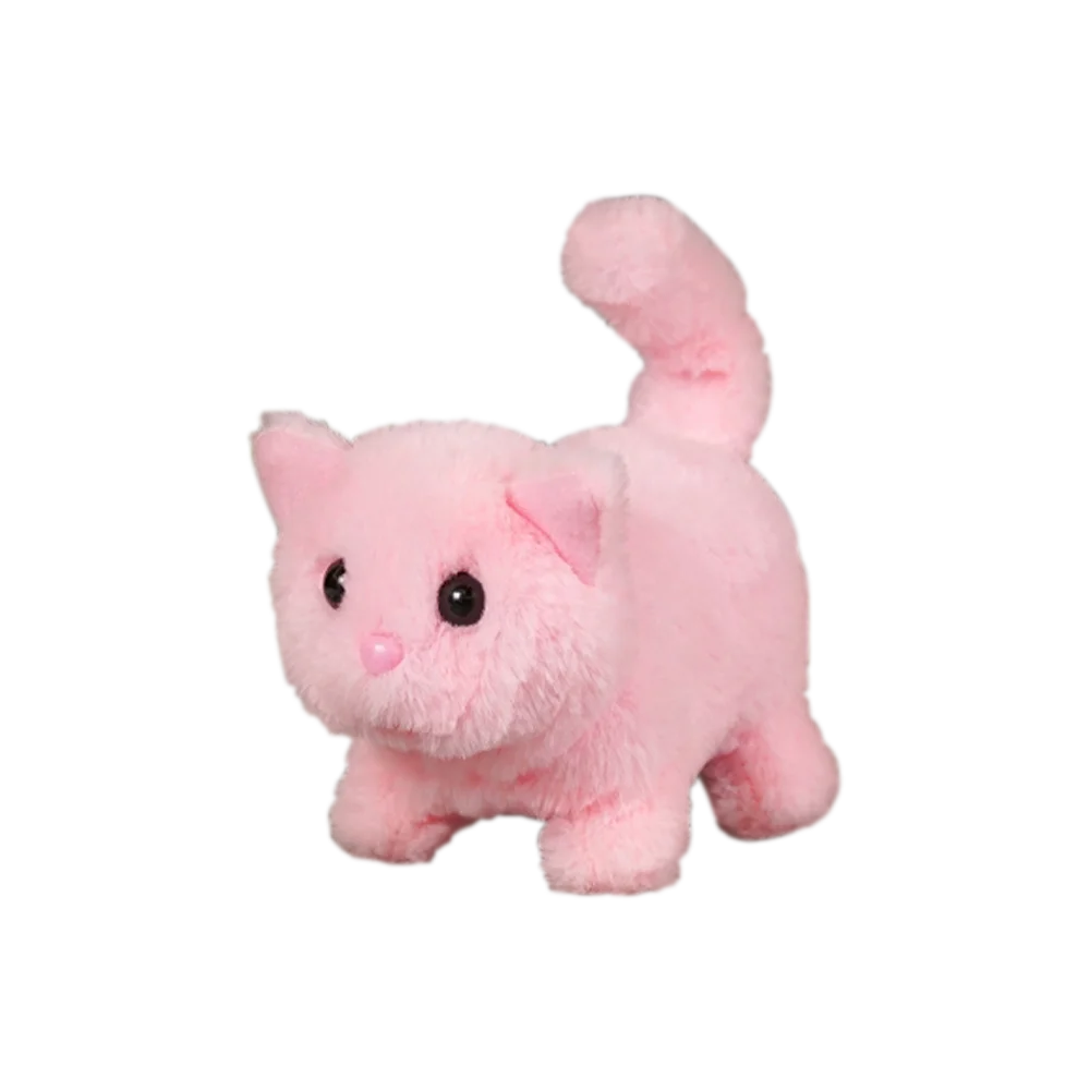 Cute Interactive Cat Plush Toy Electronic Stuffed Doll Toy Walking Tail Wagging Head Shaking for Boys Girl Birthday Holiday Gift