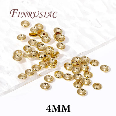3mm 4mm 14K Gold Plated Brass Round Bead Caps For Necklace Bracelet Jewelry Making Supplies,DIY Accessories Beading Spacer Caps