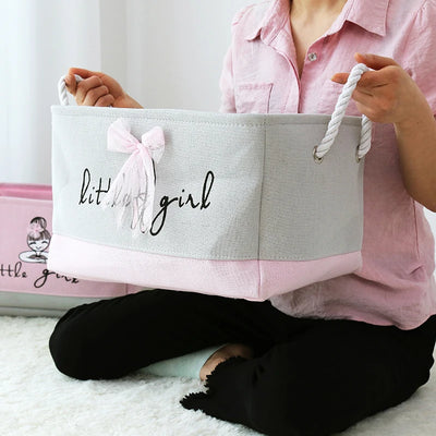 Pink Storage Basket for Girls Toys Cartoon Sundries Basket Clothes Storage Bin Collapsible Laundry Hamper for Home Organizer