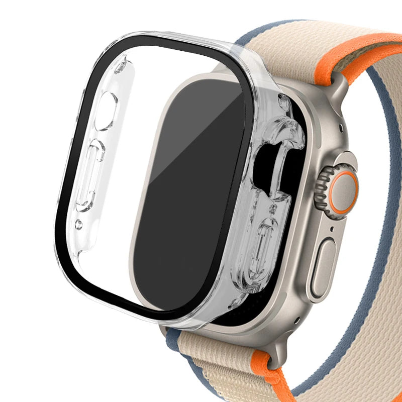 Glass+case For Apple Watch Ultra 2 case 49mm smartwatch PC Bumper+Screen Protector Tempered Cover iwatch series band Accessories