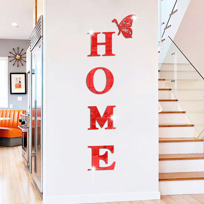 New Butterfly Home English Letter Wall Stickers  Mirrors Acrylic Self Adhesive Detachable Wall Stickers Modern Home Decoration