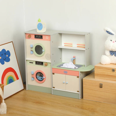 Kids pretend play kitchen toys with washing machine