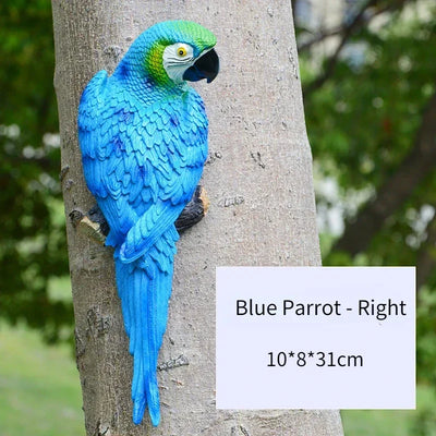 Simulation Parrot Statue Birds Wall Mounted Outdoor Garden Resin Tree Hanging Decoration Animal Sculpture Home Ornament Decor