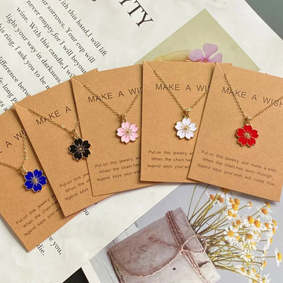 Korean Fashion Flower Pendant Necklace for Girl Women White Yellow Color Trendy Choker Necklace Gift for Summer Wholesale