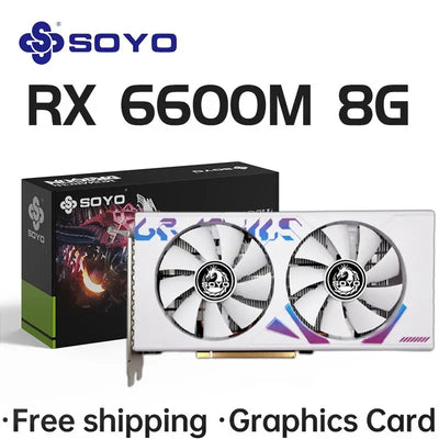 New! AMD RX 6600M 8GB Graphics Card GDDR6 128Bit PCI-E 4.0×8 8Pin Radeon GPU RX6600M Desktop Components PC Gaming Video Cards