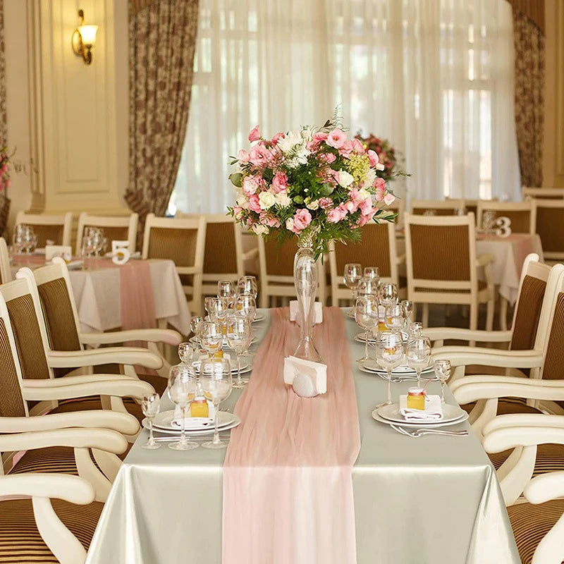 Solid Color Satin Tablecloth Table Cover Overlay Birthday Wedding Banquet Restaurant Festival Party Table Cloth Decoration