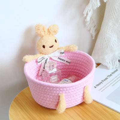 cartoon style weave sundries Storage Baskets household cosmetic hairpin Organize deposit container child toy classification case