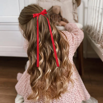 2pcs 2025 New Cute Ribbon Bow Headband Long Tassel Hair Clip Women's Hair Accessories Girls Party Headwear Side Clips Wholesale