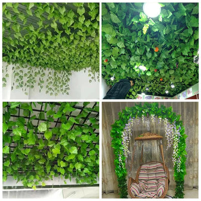 24M Artificial Plants False Leaves Home Decor Fake Foliage Vine Home Garden Decoration Wedding Party Wall Hanging Decorations
