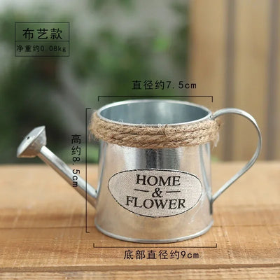 Small Iron Watering Can Iron Bucket Pots Retro for Flowers Home Garden Ornaments Creative Yard Decoration