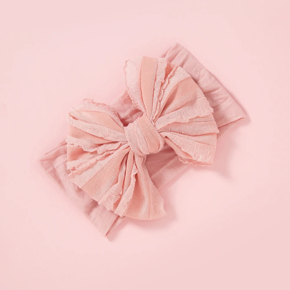 Bow Baby Headbands For Newborn Soft Elastic Nylon Hair Bands Ruffle Bow Infant Headband For Kid Girl Headwear Hair Accessories