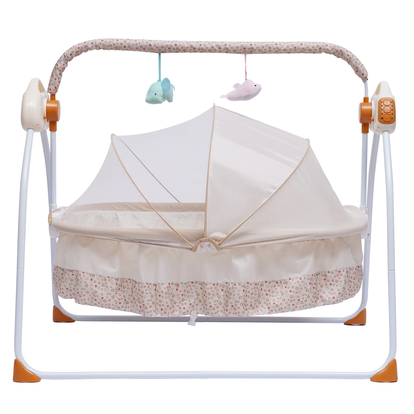 3-COLOR LED BLUETOOTH ELECTRIC BABY CRADLE WITH AUTO SWING, SAFE CRIB, INFANT ROCKER & MP3 MUSIC PLAYER