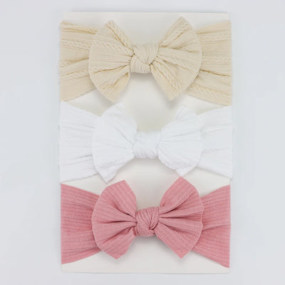 3Pcs/Lot Knit Baby Headband Bow Newborn Elastic Soft Nylon Headbands For Baby Girl Turban Infant Hair Accessories Kids Headwear