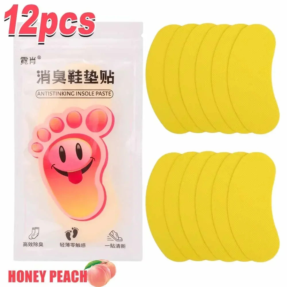 12/60pcs Shoes Odor Remover Deodorant Patch Lemon Athlete's Foot Soothing Insole Stickers Antibacterial Antiperspirant Foot Care