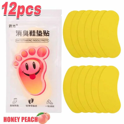 12/60pcs Shoes Odor Remover Deodorant Patch Lemon Athlete's Foot Soothing Insole Stickers Antibacterial Antiperspirant Foot Care