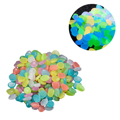 100PCS Solar Luminous Stone Fish Tank Pebble Multifunction Glow In The Dark Pebble Glowing Stone Rock Reusable Garden Decoration