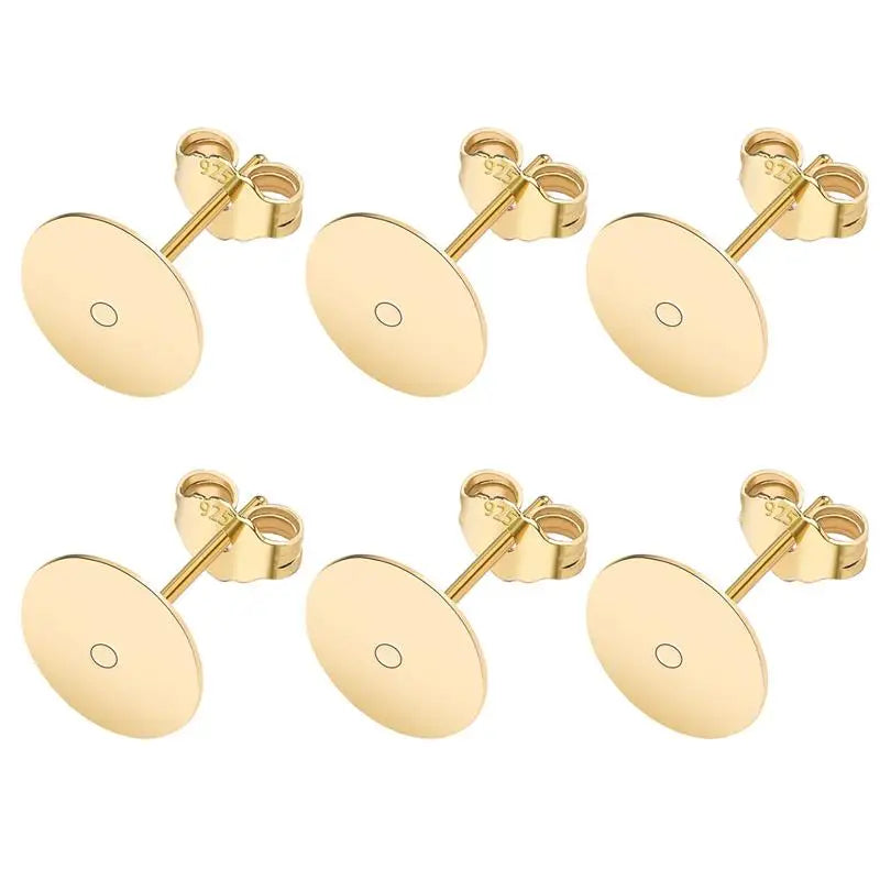 50pcs/lot 925 Silver Plated Blank Post Earring Studs Base Pin With Earring Plug Findings Ear Back DIY Jewelry Making Accessories