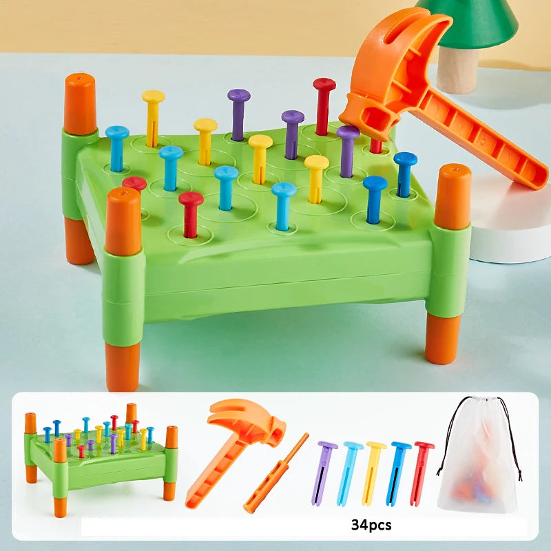 Montessori Nail Screw Games Fine Motor Training Toys Sensory Learning Color Cognition Set Educational Toys For Autistic Kids