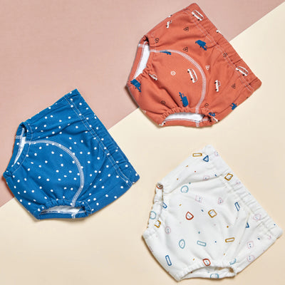 3PCS BABY COTTON TRAINING PANTS 6-LAYER WATERPROOF REUSABLE CLOTH DIAPERS FOR TODDLERS
