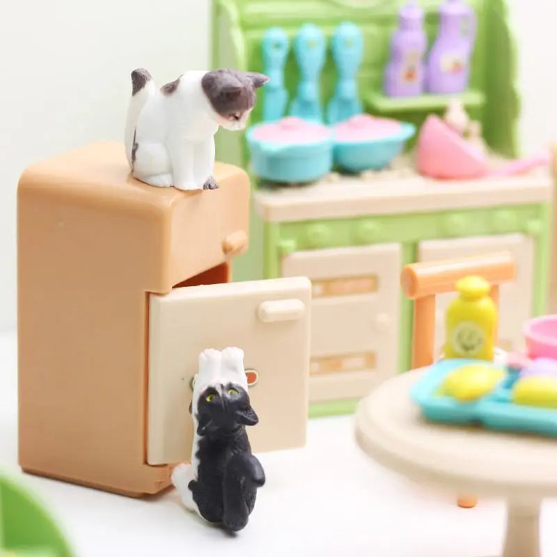 Kawaii Items Kids Toys Miniature Doll House Furniture Kitchen Kits Set Pet  For Barbie DIY Children Game Christmas Present Gift