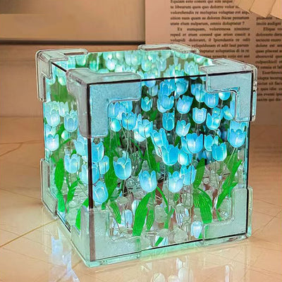 DIY Simulation Tulip LED Night Light Battery Operated Flower Table Lamp Tulips Handmade Material Bedside Lights Bedroom Decor