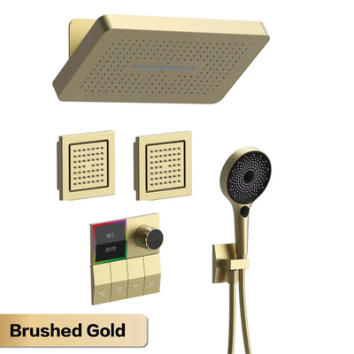 AITANA Luxury Brass White Shower System LED Light Digital Display Design with Constant Temperature Wall Mounted Bathroom Faucet