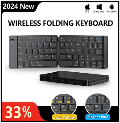 Mini Foldable Wireless Keyboard Ultra Slim Portable Bluetooth Keyboard Rechargeable Folding Keyboard for Windows Android IOS