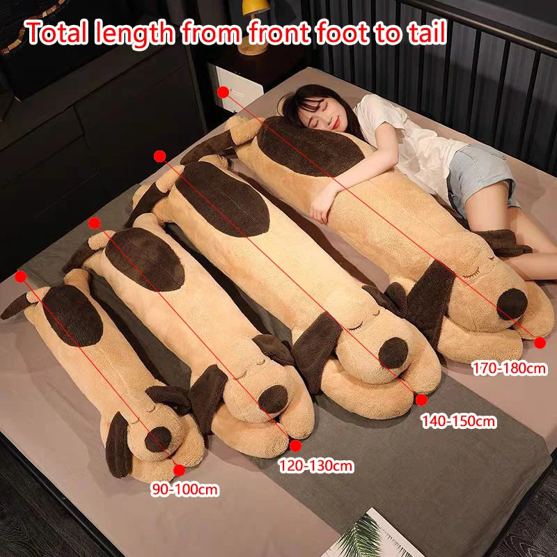 150CM Giant Lovely Soft Down Cotton Dog Plush Pillow Doll Stuffed Pet Doll Baby Long Sleep Pillow Accompany Gift for Girlfriend