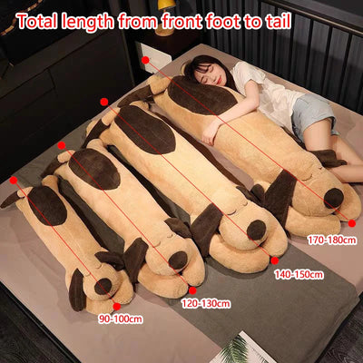 150CM Giant Lovely Soft Down Cotton Dog Plush Pillow Doll Stuffed Pet Doll Baby Long Sleep Pillow Accompany Gift for Girlfriend