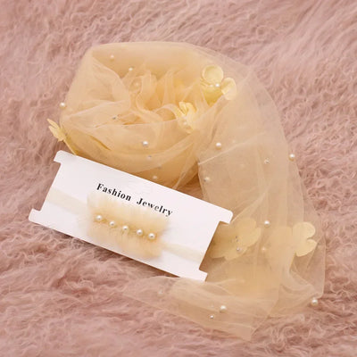 2PCS/SET NEWBORN PHOTO PROPS SOFT CHIFFON LACE FLORAL PEARLS MESH GAUZE INFANT PHOTOGRAPHY BACKDROP ACCESSORIES