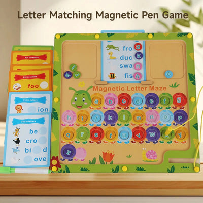 Montessori Children Toys 2-in-1 Magnetic Number Letter Pairing Maze Learning Education Toys Kids Wooden Drawing Board Toys Gifts