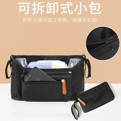 Baby Stroller Storage Bag Mommy Large Capacity Travel Hanging Bag Phone Bottle Holder Pram Diaper Bags Baby Stroller Accessories