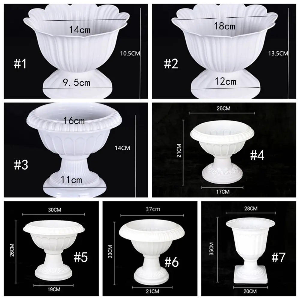 Plant Holder White Roman Plant Flower Pot Plastic Romantic Flower Planter Retro Porch Planter Wedding Road
